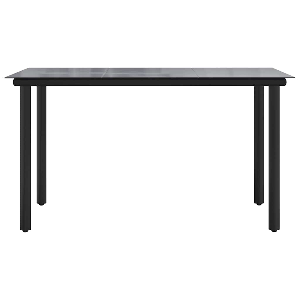 Vrtni blagovaonski stol crni 200x100x74 cm čelik i kaljeno staklo