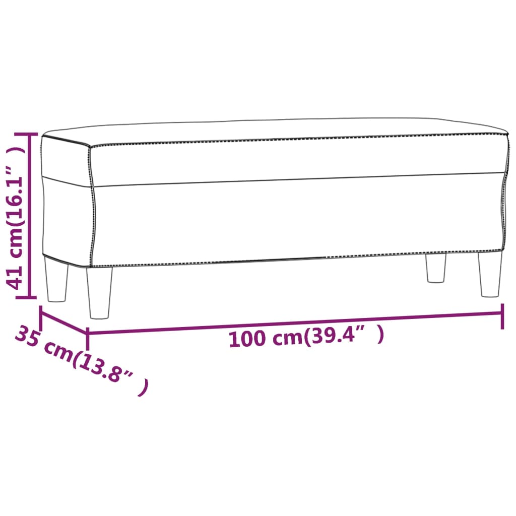 Klupa siva 100 x 35 x 41 cm od umjetne kože