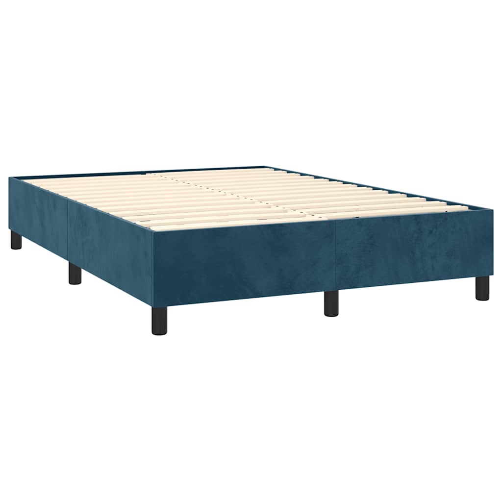 Okvir za krevet s oprugom tamnoplavi 140x190 cm baršunasti