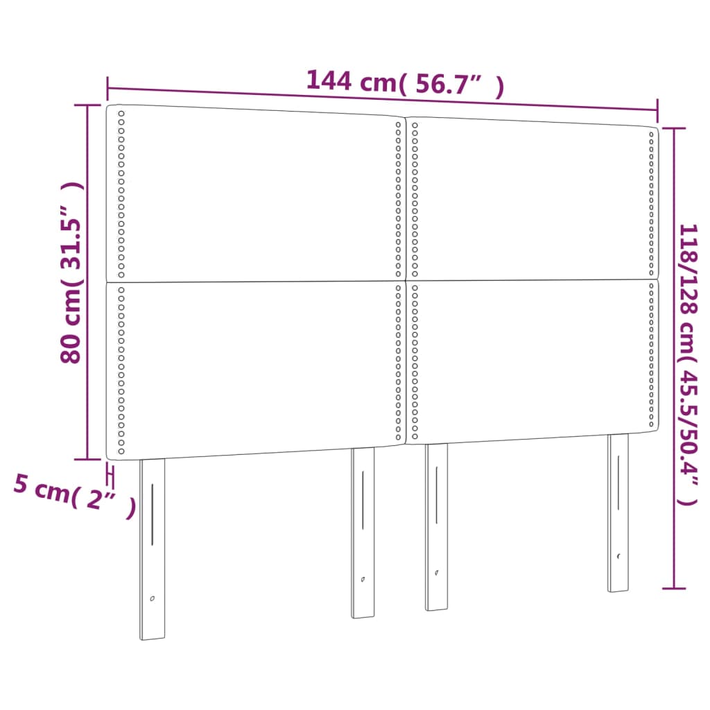 Uzglavlje krem boje 144x5x118/128 cm tkanina