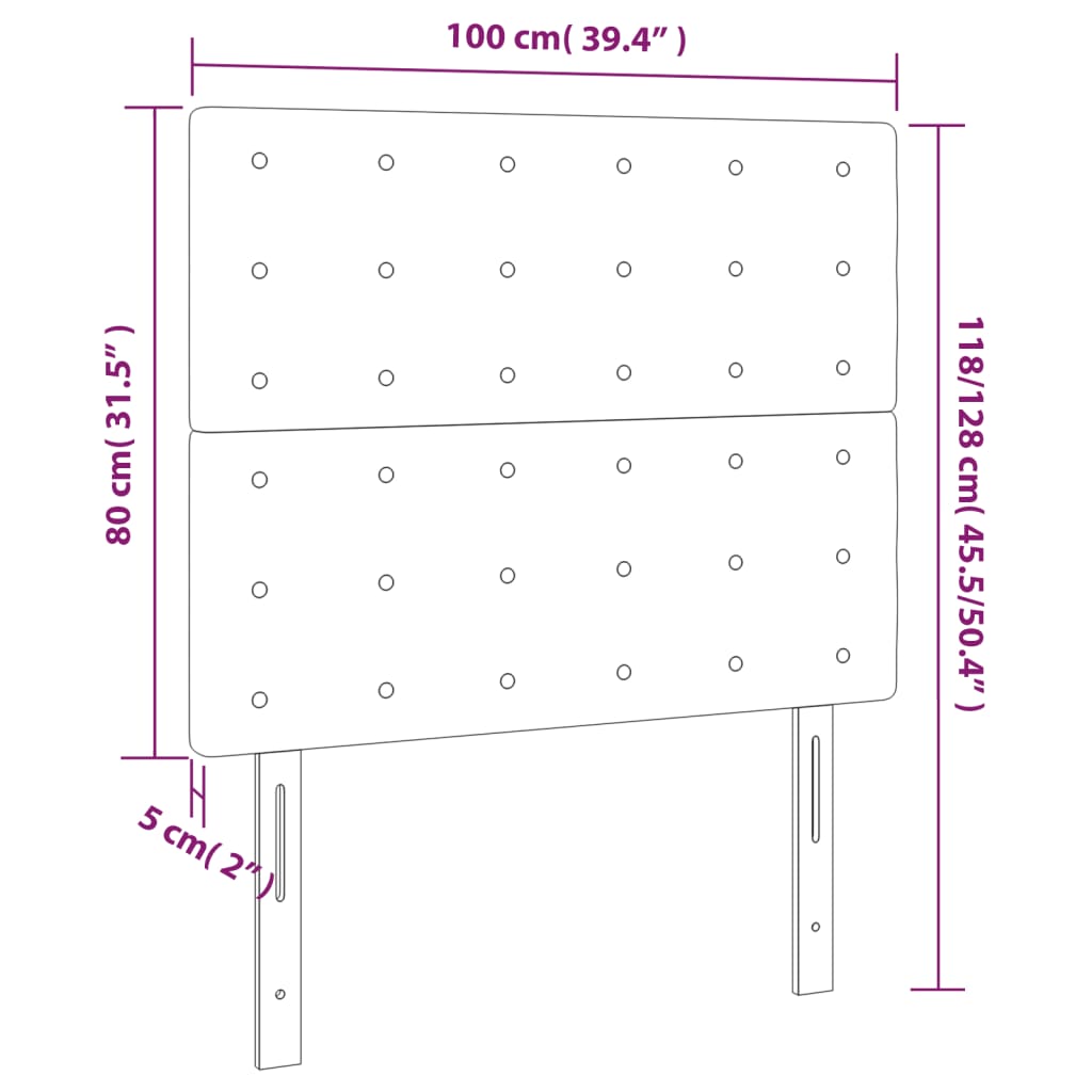 Uzglavlje tamno sivo 100x5x118/128 cm baršunasto