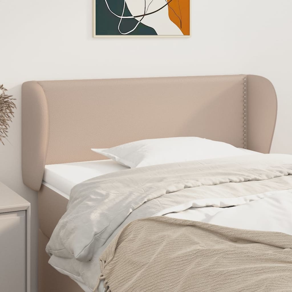 Uzglavlje s ušima boja cappuccina 83x23x78/88 cm umjetna koža
