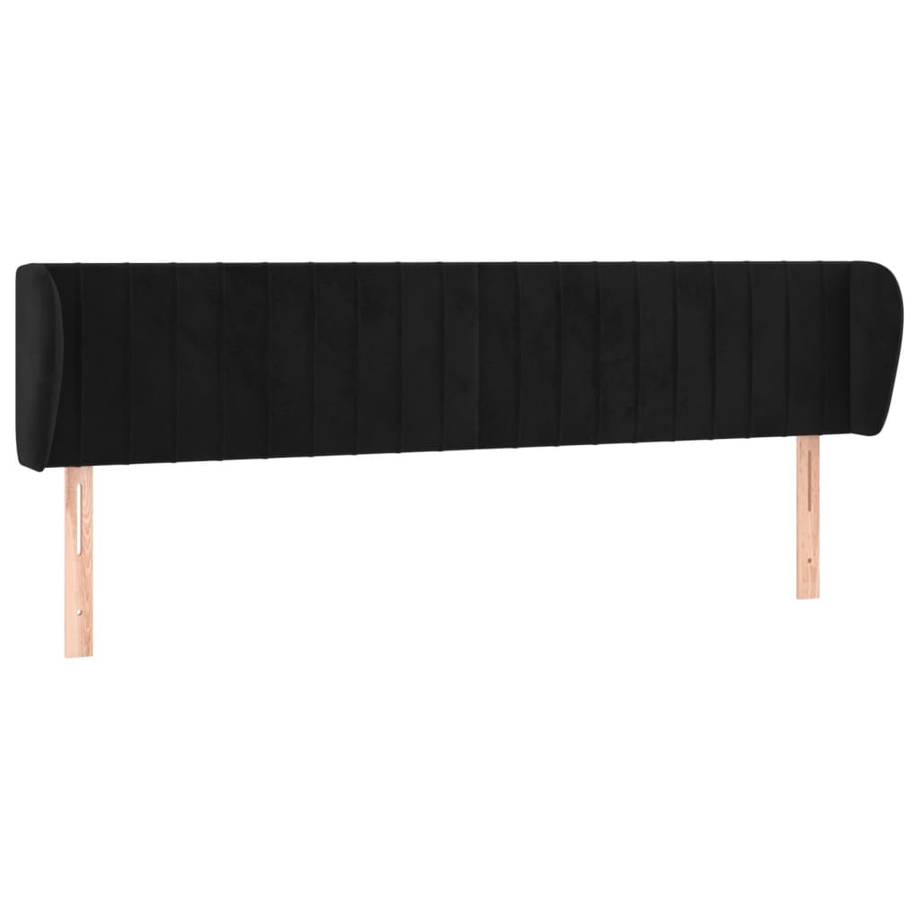 Uzglavlje s ušima crno 163x23x78/88 cm baršunasto