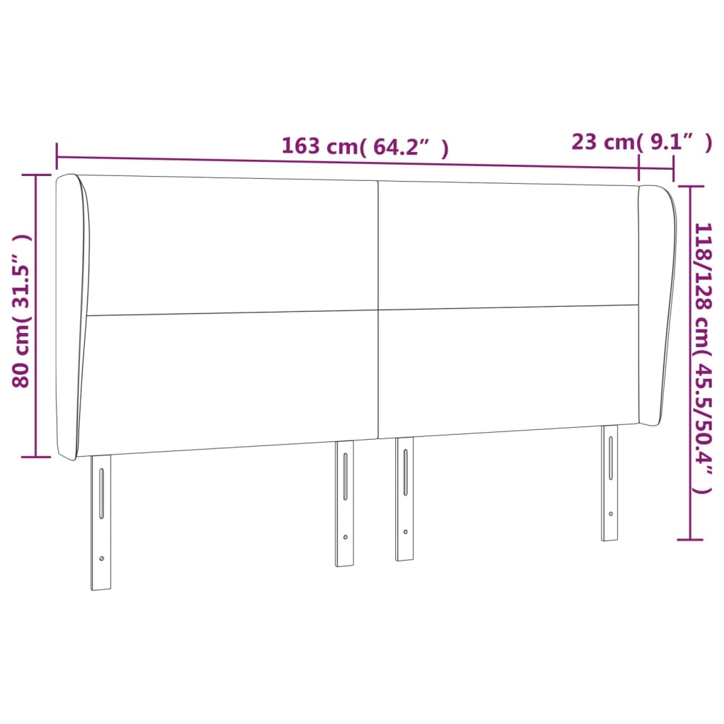 Uzglavlje s ušima krem 163x23x118/128 cm od umjetne kože