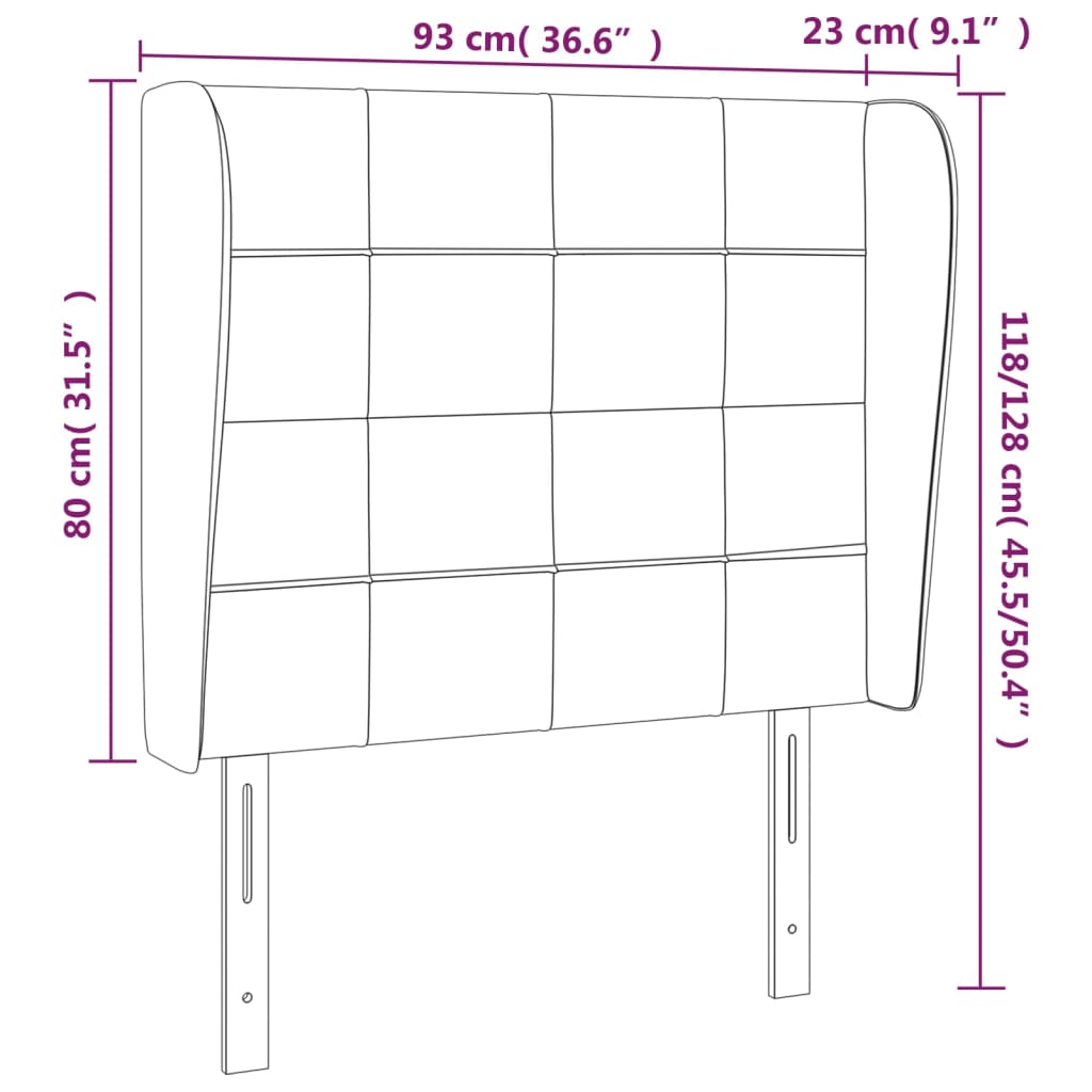 Uzglavlje s ušima krem 93x23x118/128 cm od tkanine