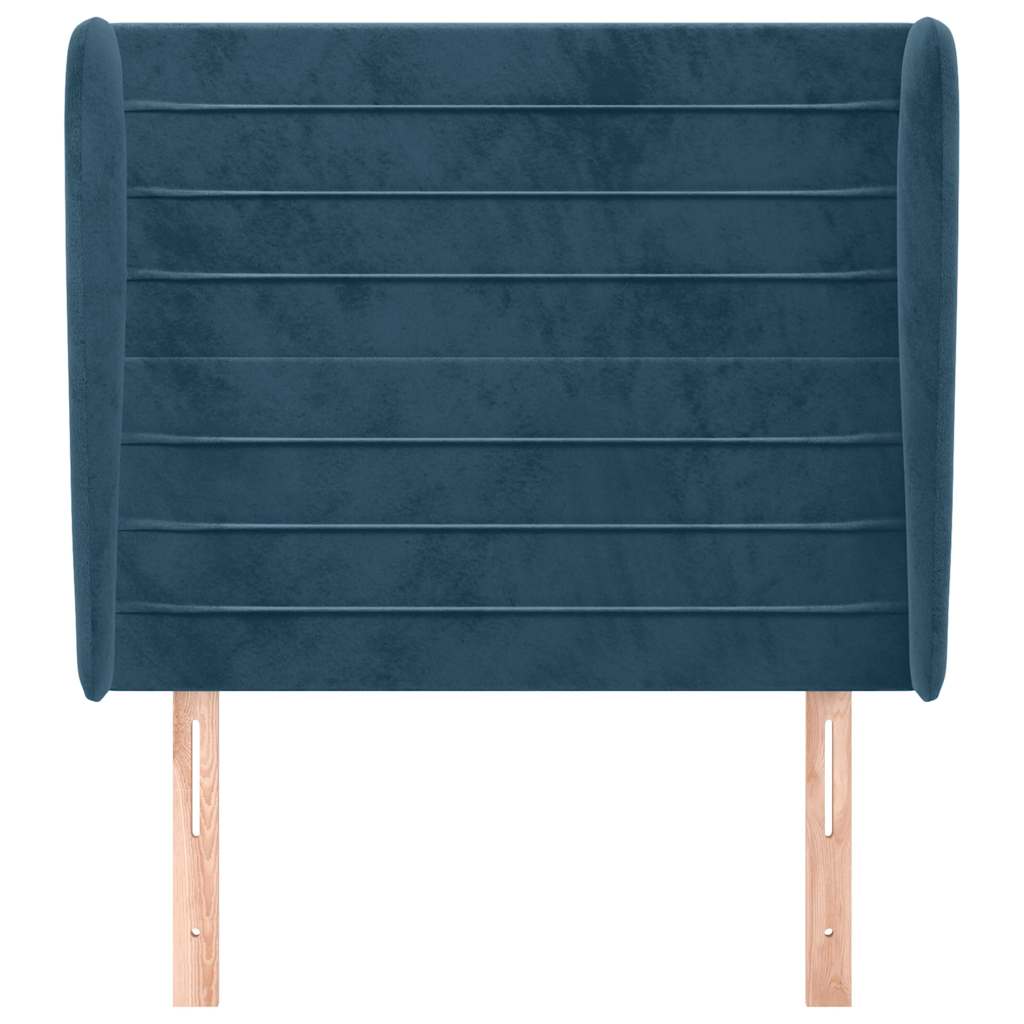 Uzglavlje s ušima tamnoplavo 103x23x118/128 cm baršunasto