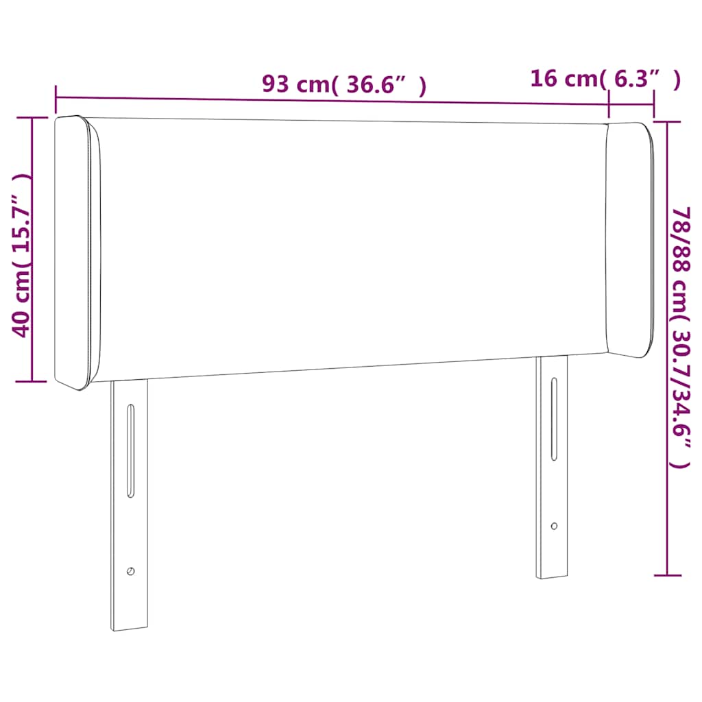 Uzglavlje s ušima tamnozeleno 93x16x78/88 cm baršunasto