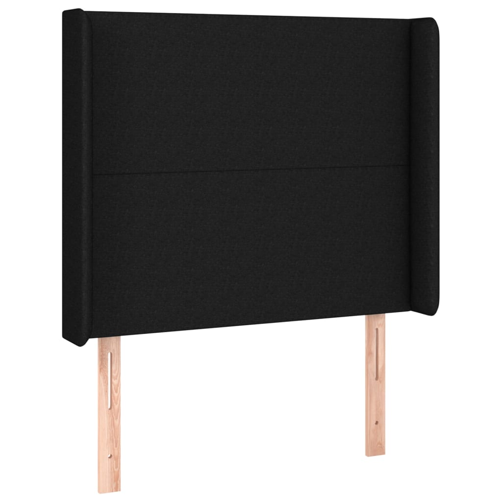 Uzglavlje s ušima crno 93x16x118/128 cm od tkanine
