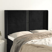 Uzglavlje s ušima crno 147x16x118/128 cm baršunasto