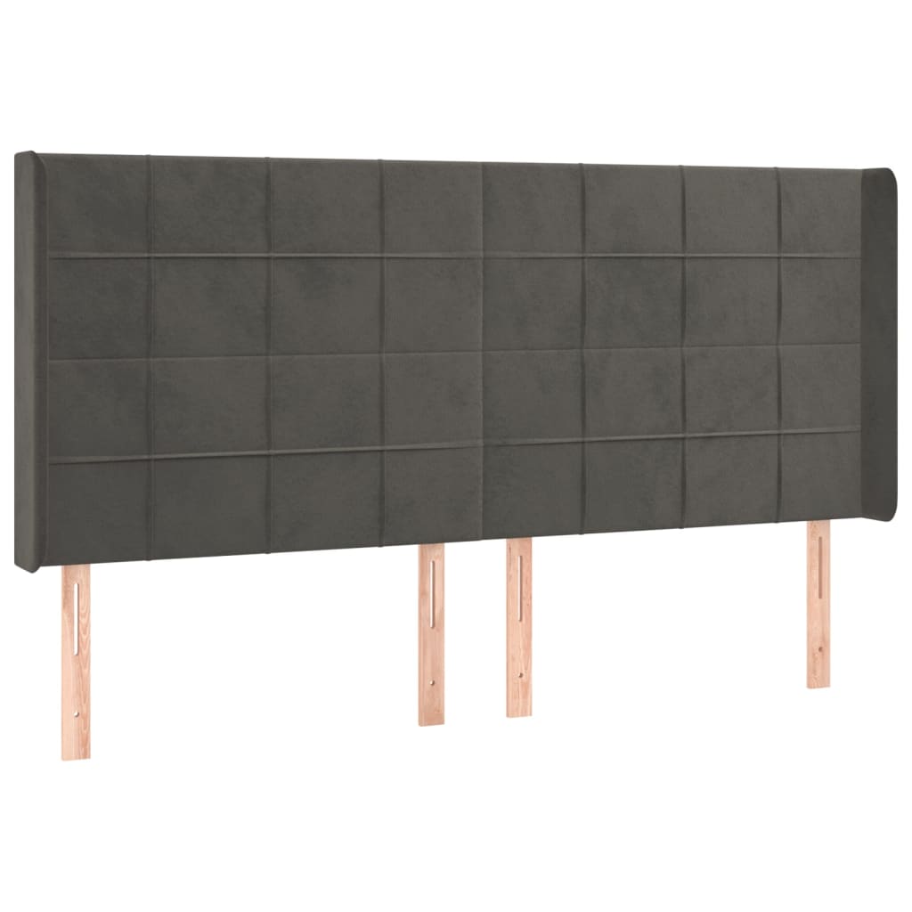 Uzglavlje s ušima tamnosivo 163x16x118/128 cm baršunasto