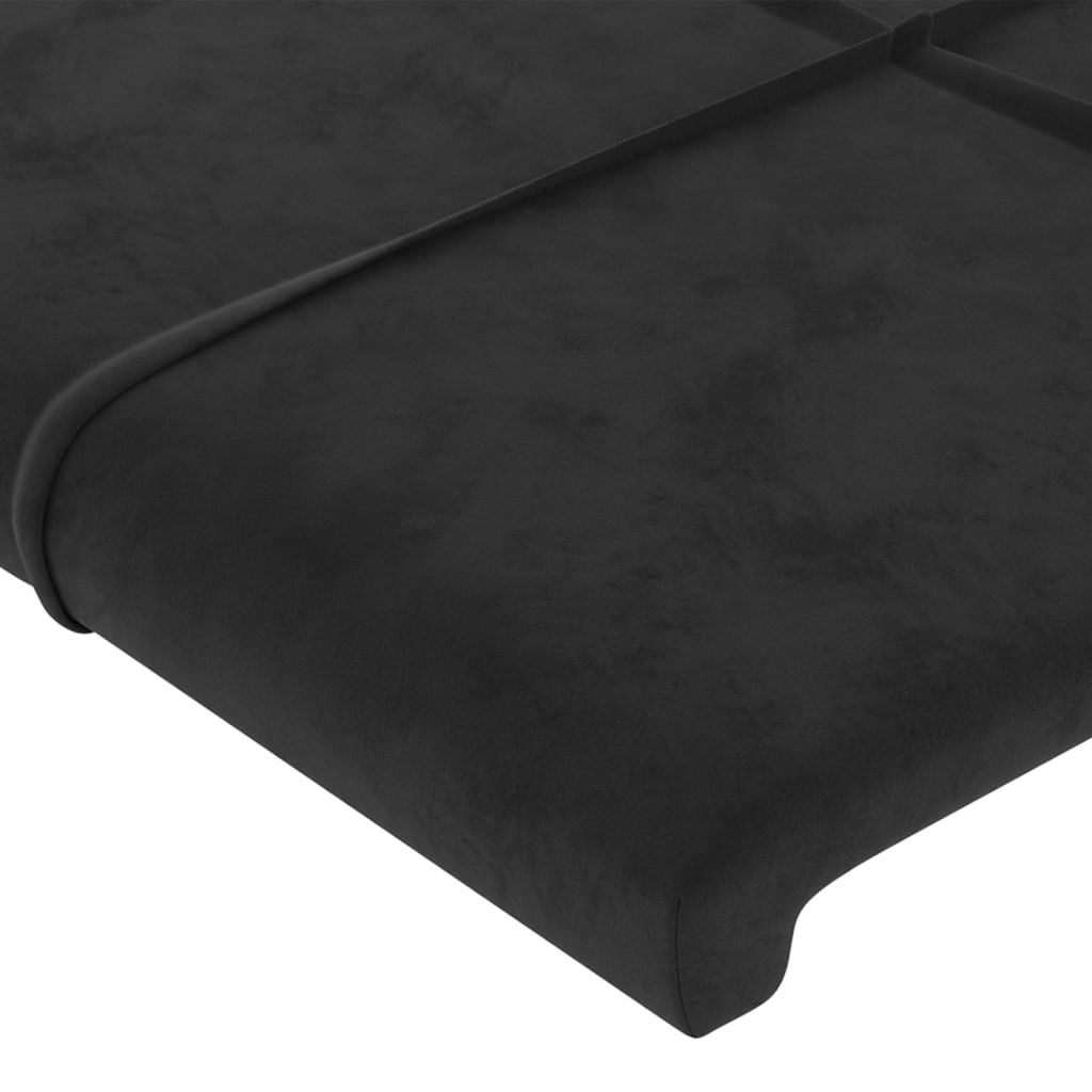 Uzglavlje s ušima crno 203x16x118/128 cm baršunasto