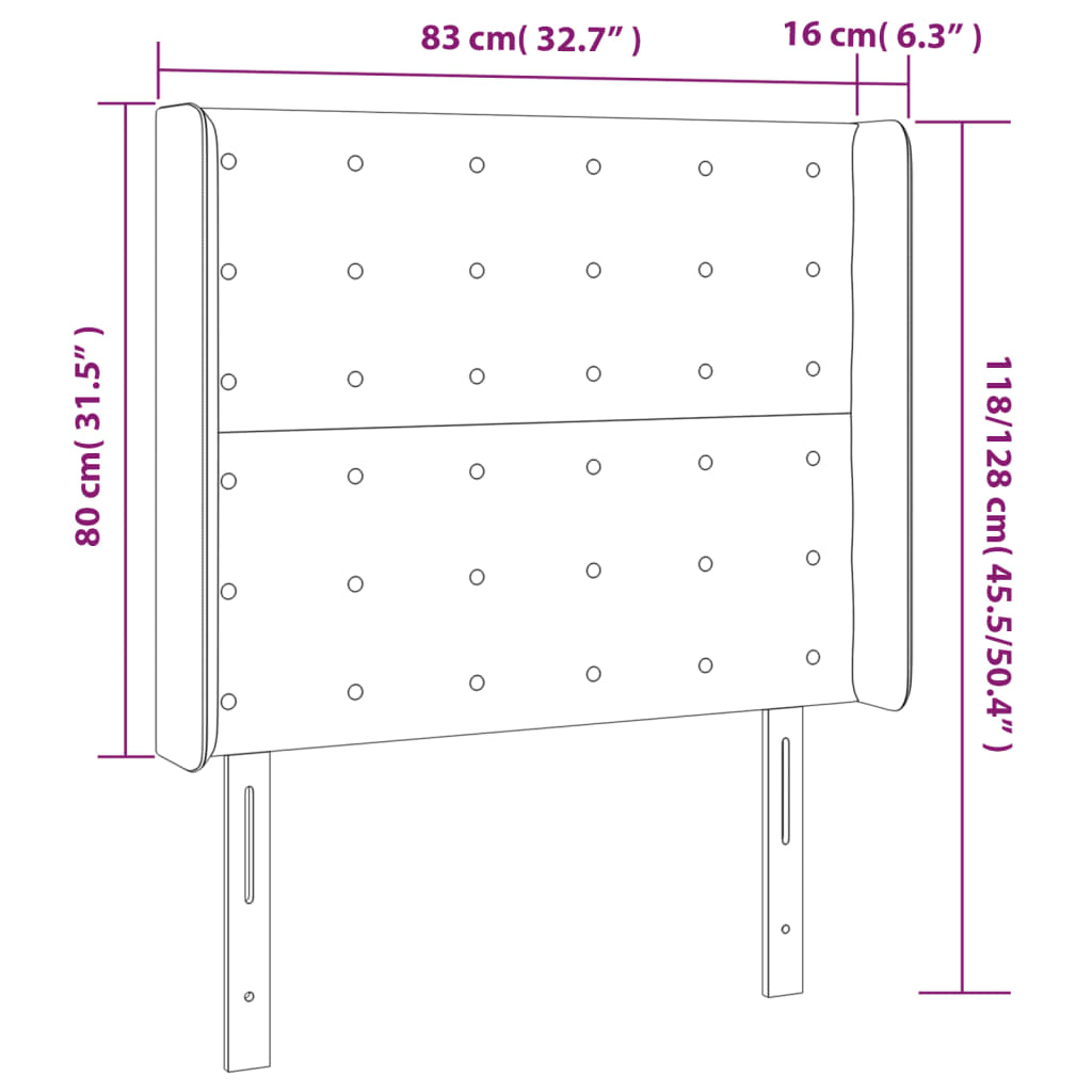 Uzglavlje s ušima boja cappuccina 83x16x118/128 cm umjetna koža