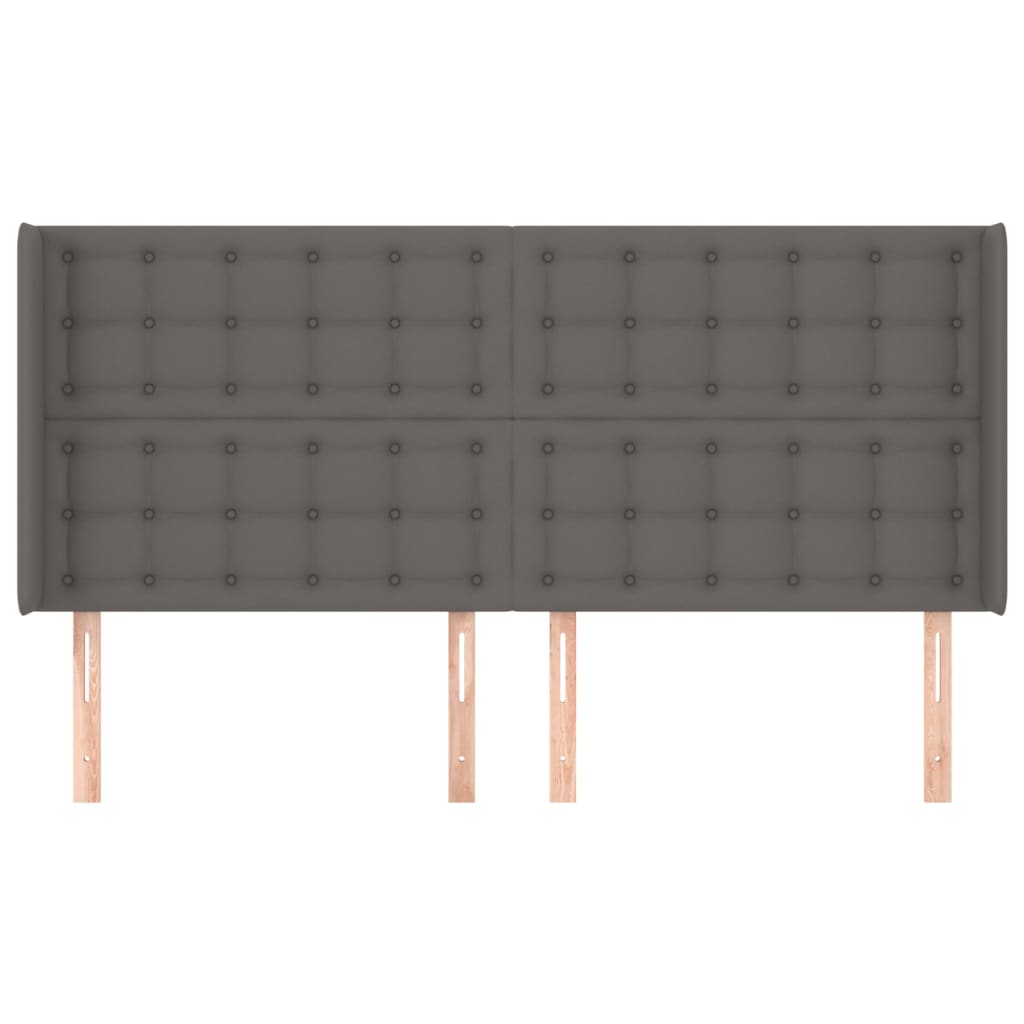 Uzglavlje s ušima sivo 163x16x118/128 cm od umjetne kože