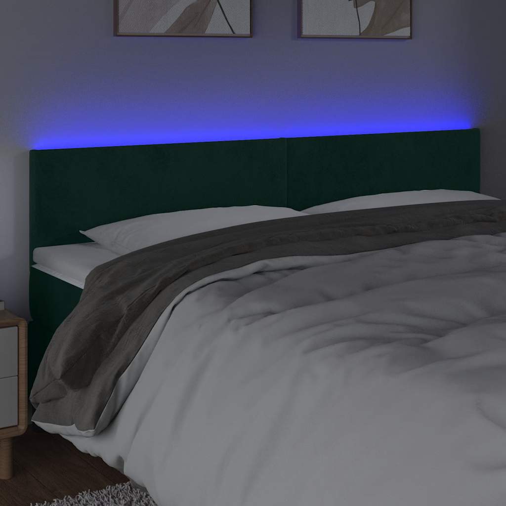 LED uzglavlje tamnozeleno 160x5x78/88 cm baršunasto