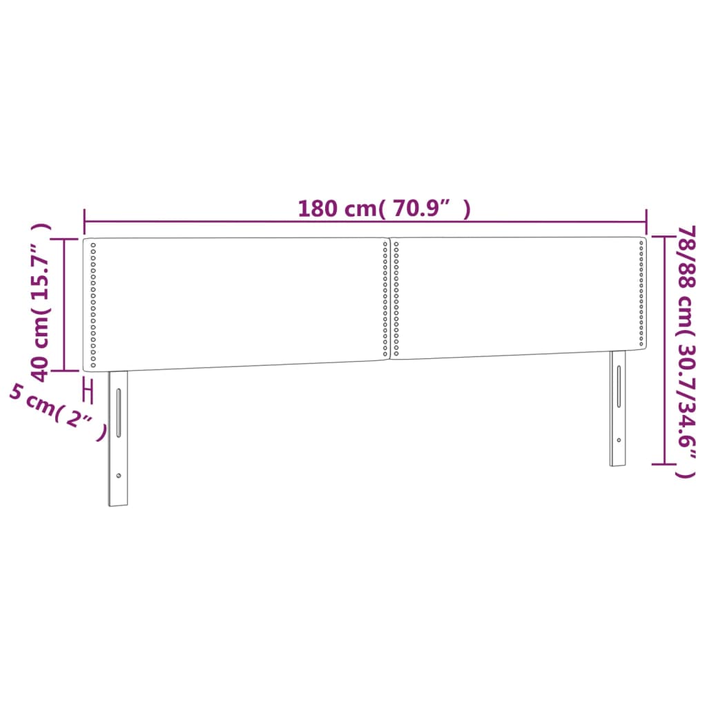 LED uzglavlje crno 180x5x78/88 cm baršunasto