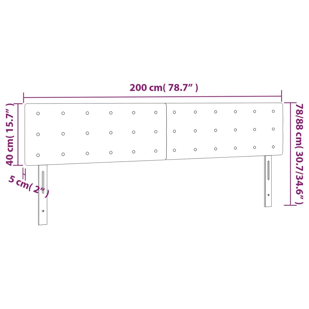 LED uzglavlje crno 200x5x78/88 cm od tkanine