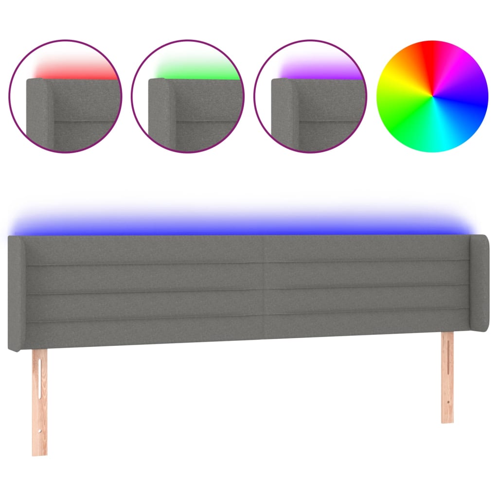 LED uzglavlje tamnosivo 163x16x78/88 cm od tkanine