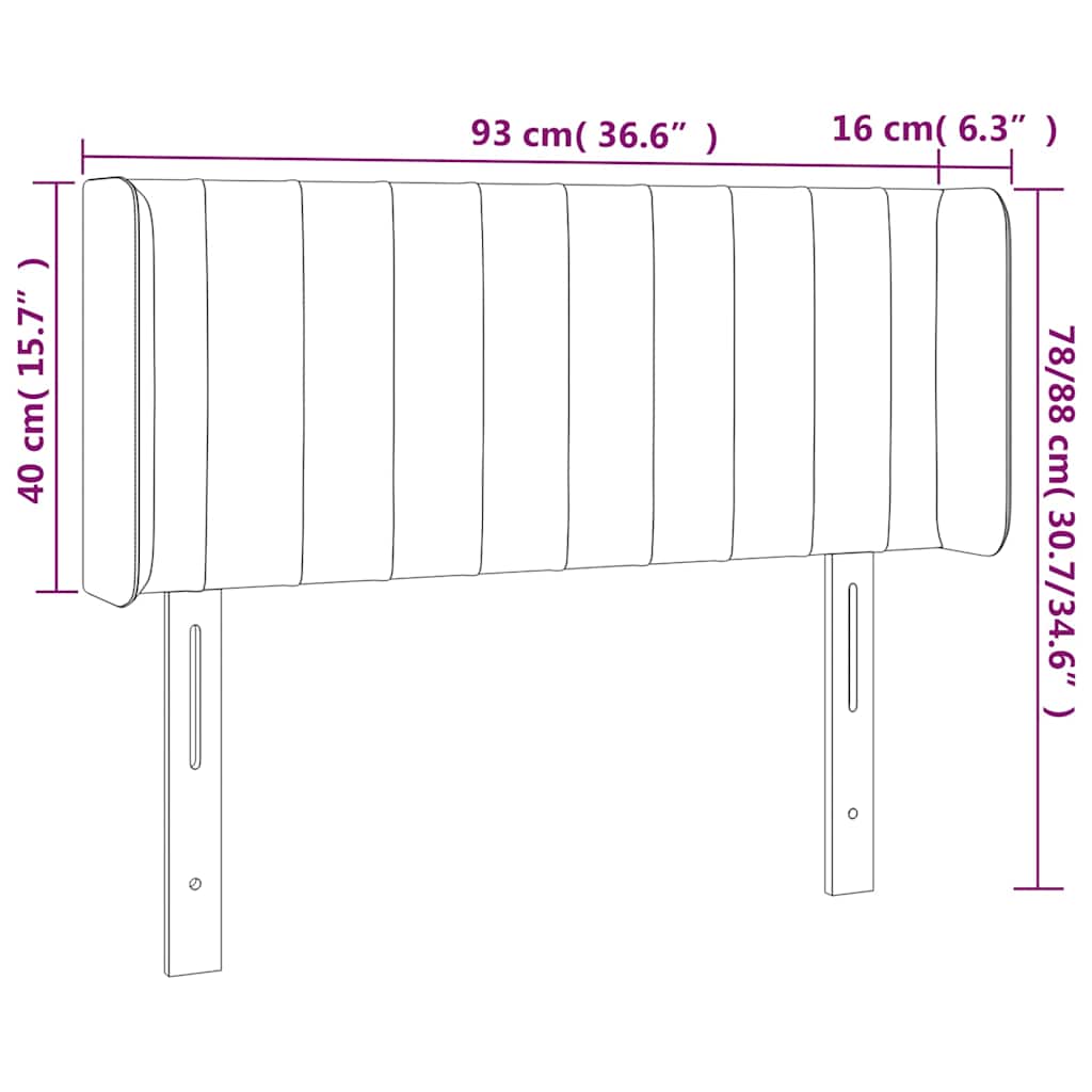 LED uzglavlje tamnoplavo 93x16x78/88 cm baršunasto