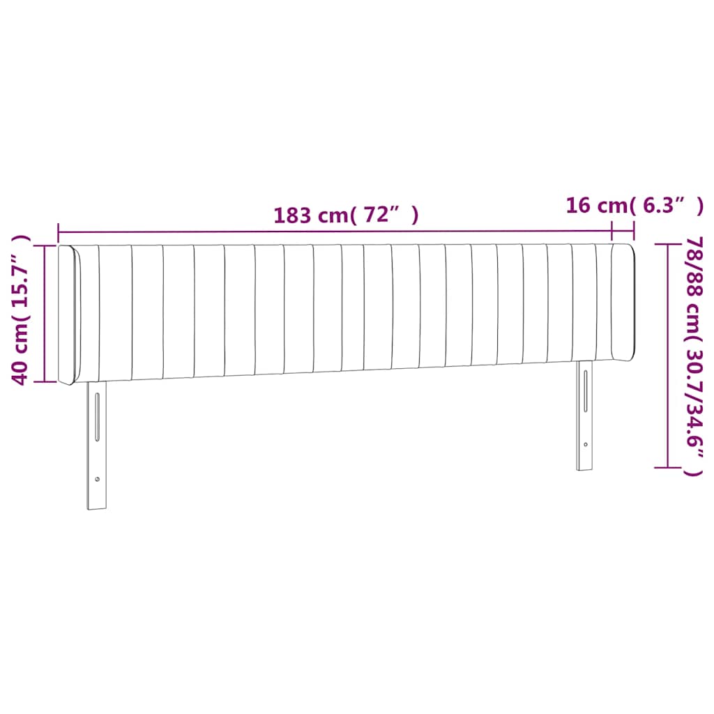 LED uzglavlje tamnoplavo 183x16x78/88 cm baršunasto
