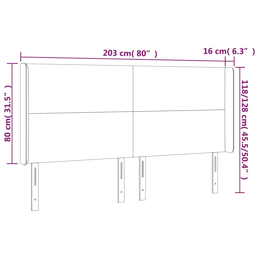 LED uzglavlje tamnoplavo 203 x 16 x 118/128 cm od tkanine