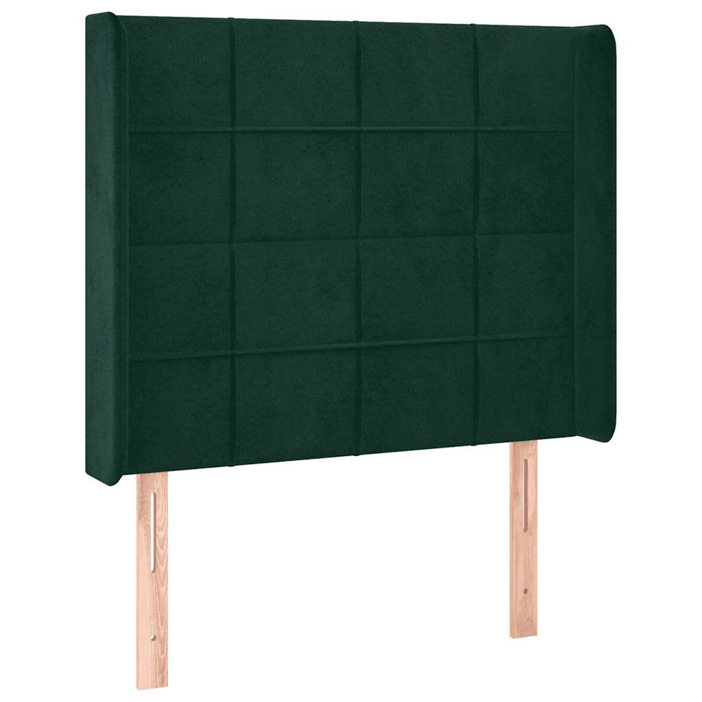 LED uzglavlje tamnozeleno 103x16x118/128 cm baršunasto