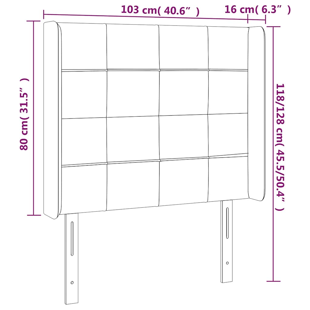 LED uzglavlje tamnozeleno 103x16x118/128 cm baršunasto