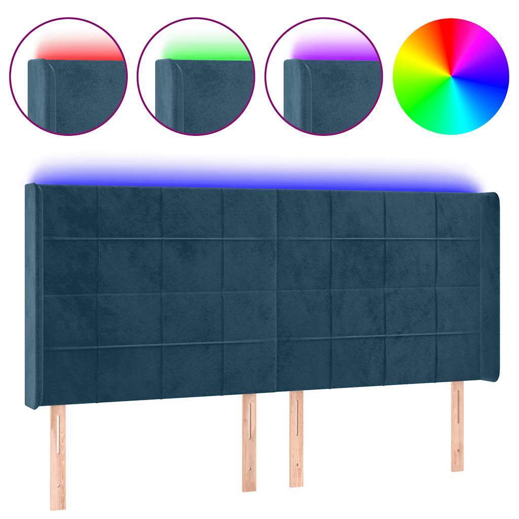 LED uzglavlje tamnoplavo 183 x 16 x 118/128 cm od tkanine