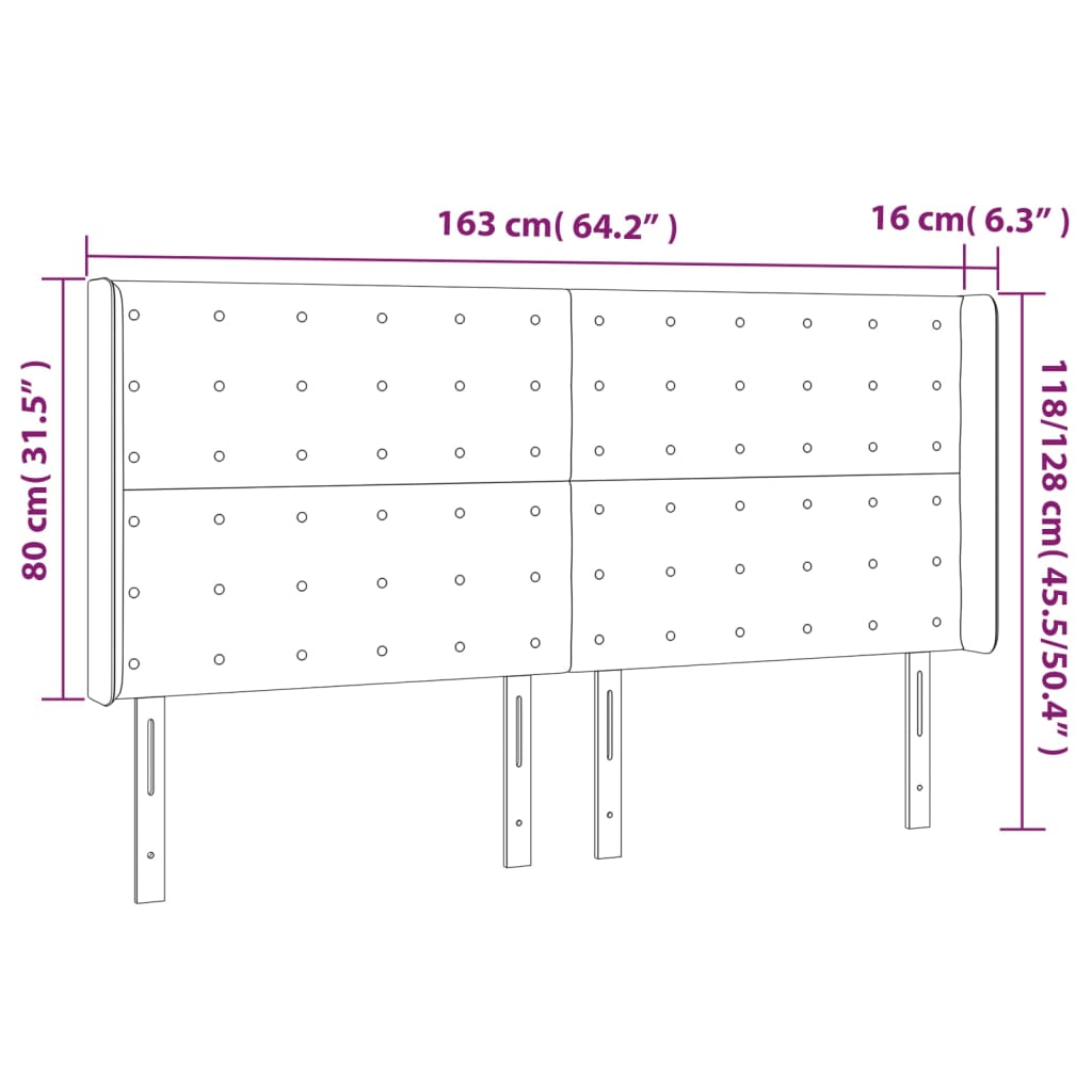 LED uzglavlje boja cappuccina 163x16x118/128cm od umjetna koža