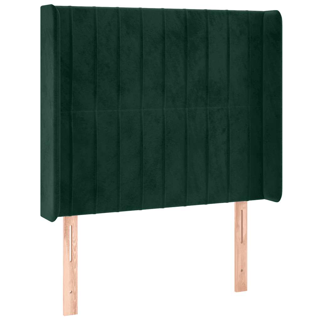 LED uzglavlje tamnozeleno 93x16x118/128 cm baršunasto