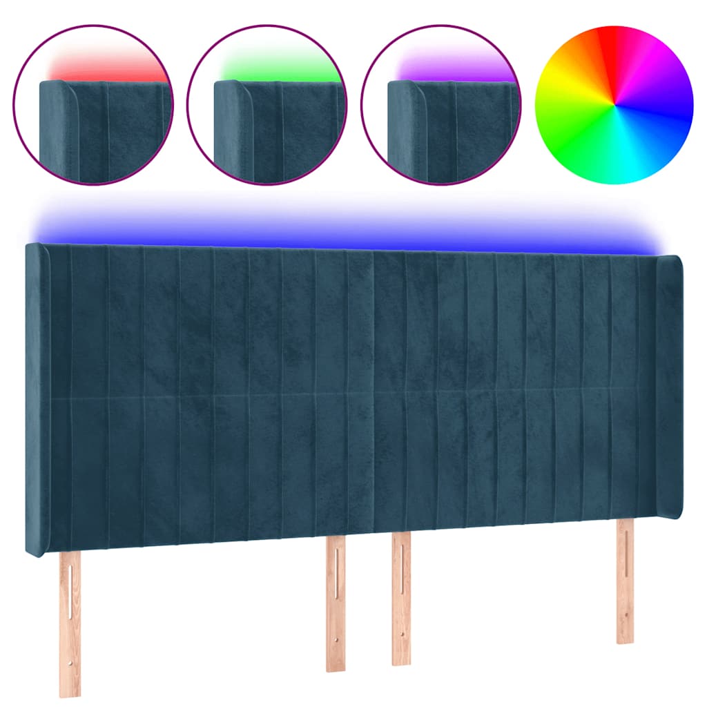 LED uzglavlje tamnoplavo 203 x 16 x 118/128 cm od tkanine
