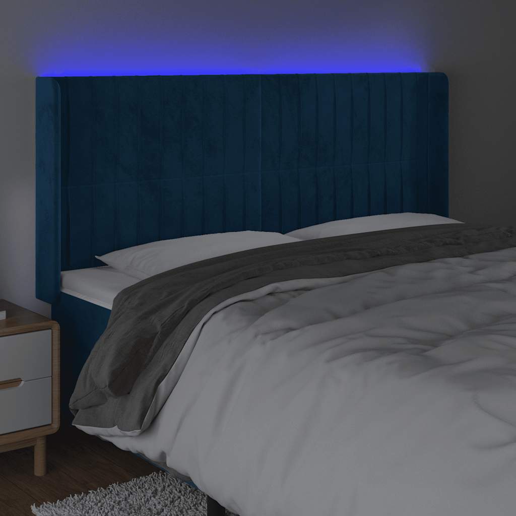 LED uzglavlje tamnoplavo 203 x 16 x 118/128 cm od tkanine