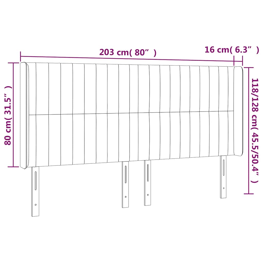 LED uzglavlje tamnoplavo 203 x 16 x 118/128 cm od tkanine