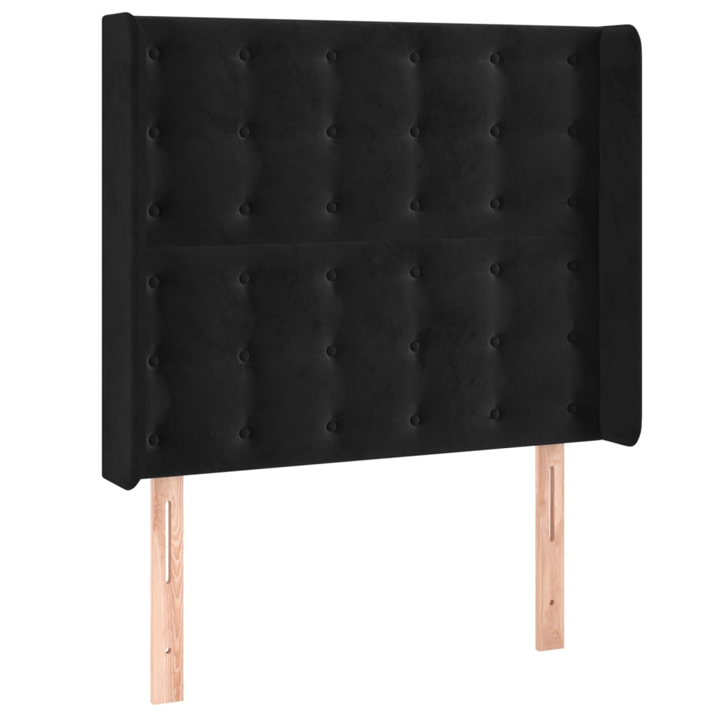 LED uzglavlje crno 103x16x118/128 cm baršunasto