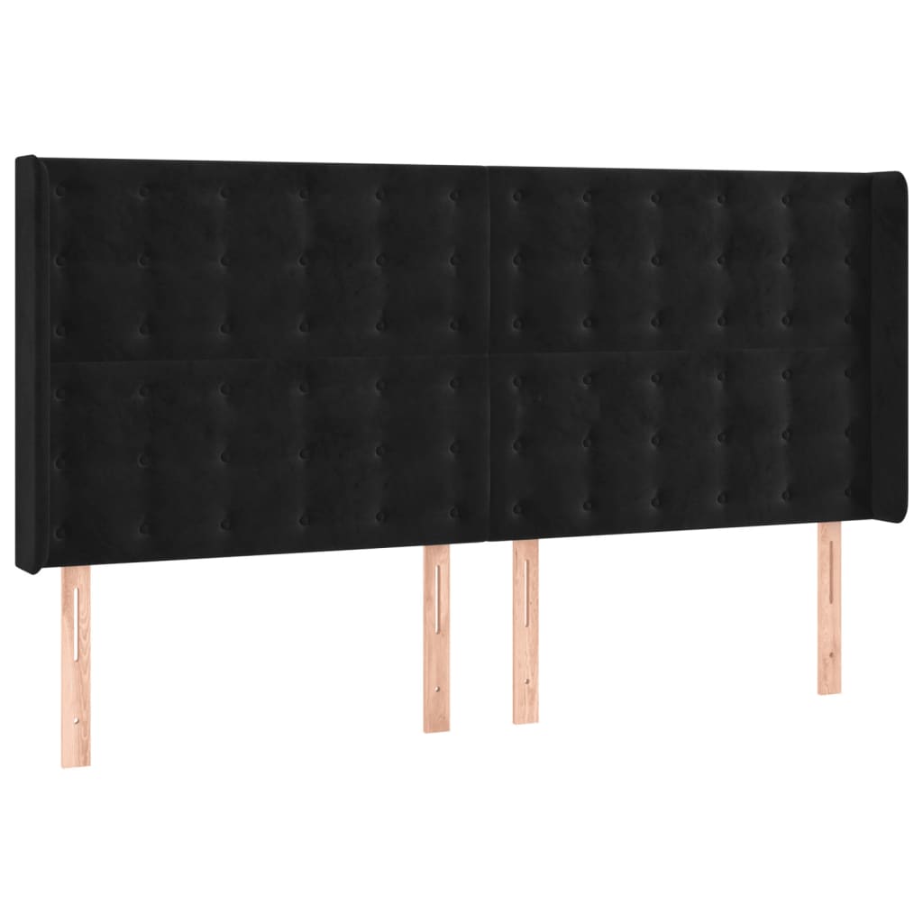 LED uzglavlje crno 163 x 16 x 118/128 cm baršunasto