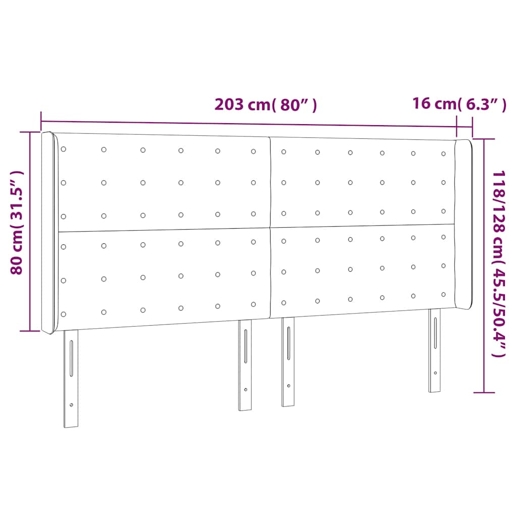 LED uzglavlje tamnoplavo 203 x 16 x 118/128 cm od tkanine