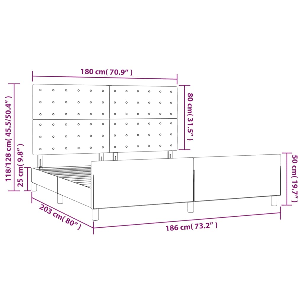 Okvir za krevet s uzglavljem bijeli 180x200 cm od umjetne kože