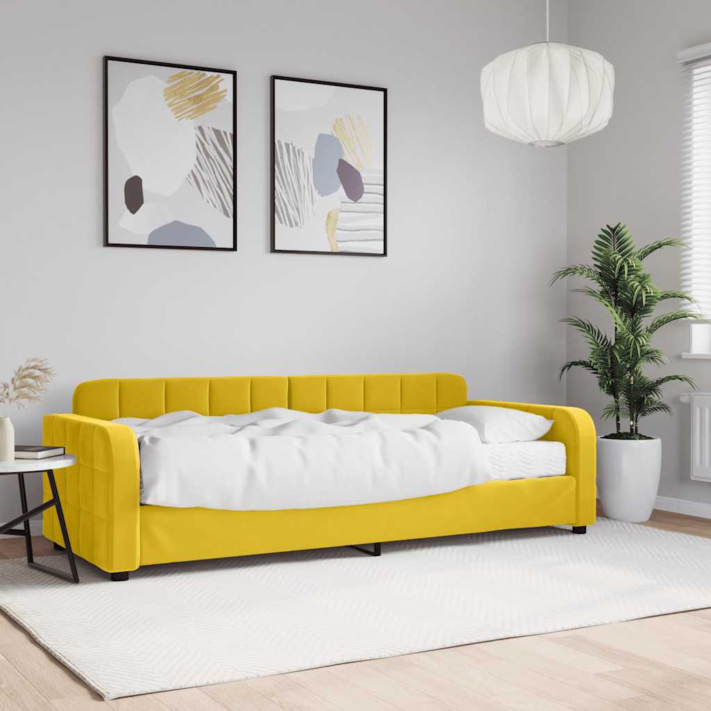 Dnevni krevet s madracem žuti 80 x 200 cm baršunasti
