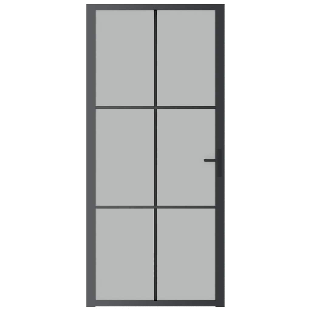 Unutarnja vrata 93 x 201,5 cm crna od mat stakla i aluminija