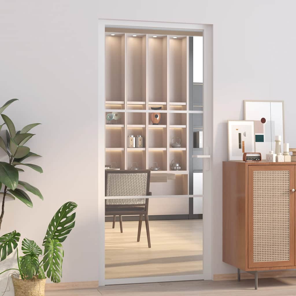 Unutarnja vrata 93 x 201,5 cm Bijela od ESG stakla i aluminija