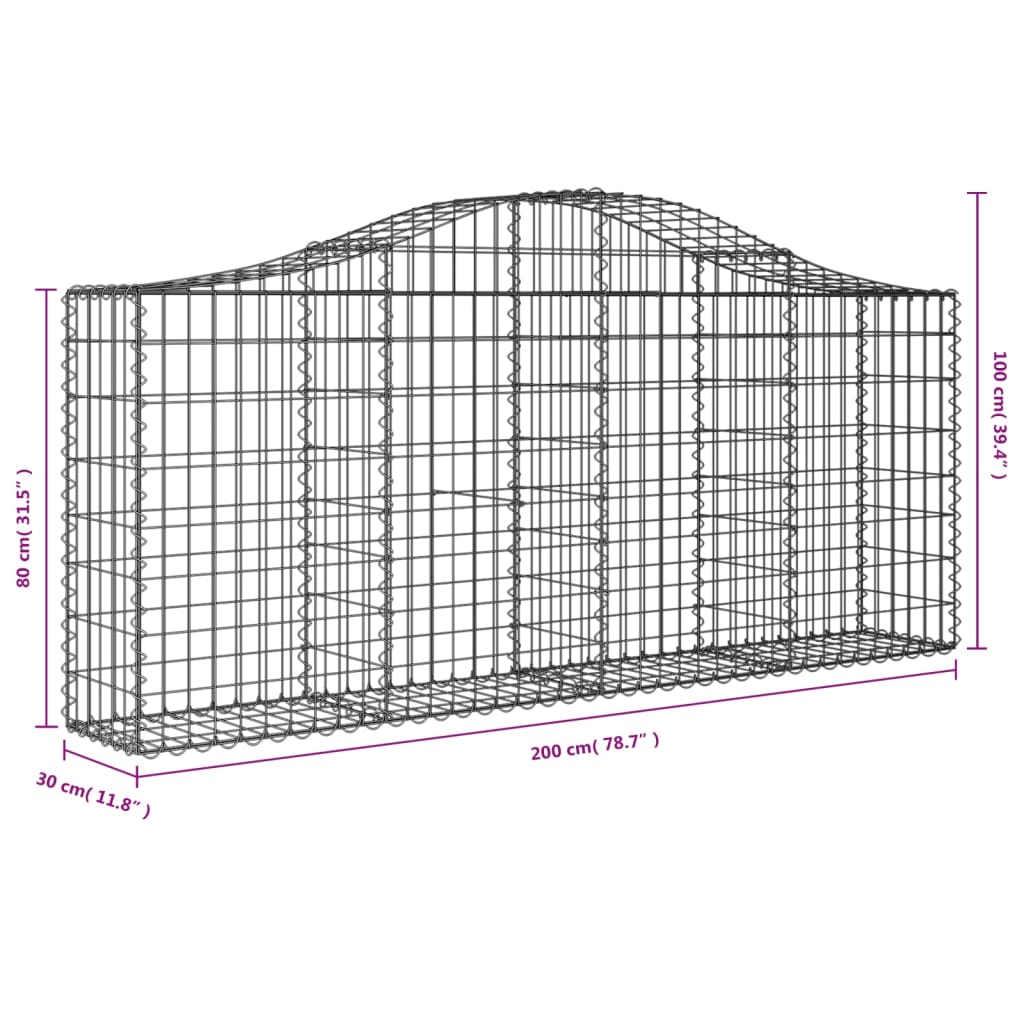 Lučne gabionske košare 10 kom 200x30x80/100cm pocinčano željezo