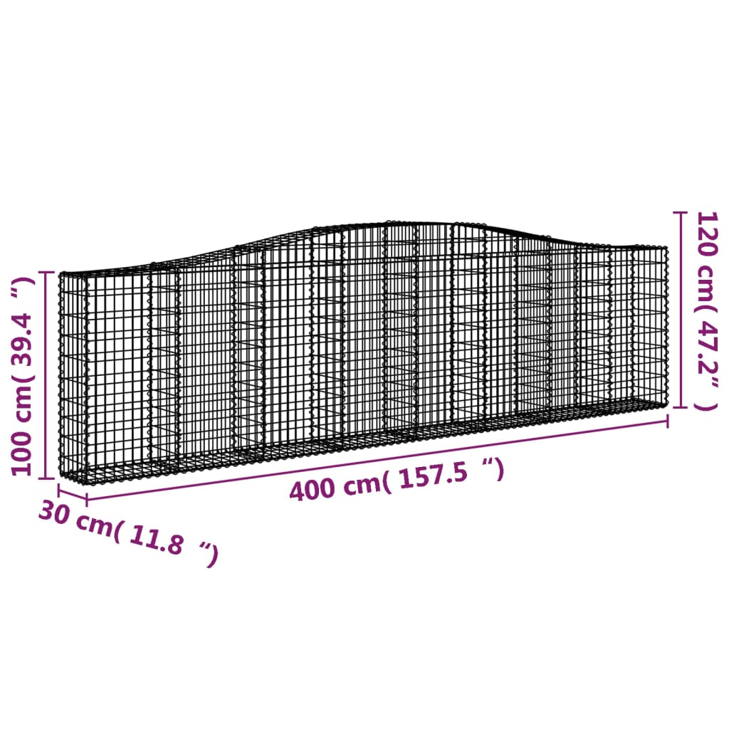 Lučne gabionske košare 7 kom 400x30x100/120cm pocinčano željezo