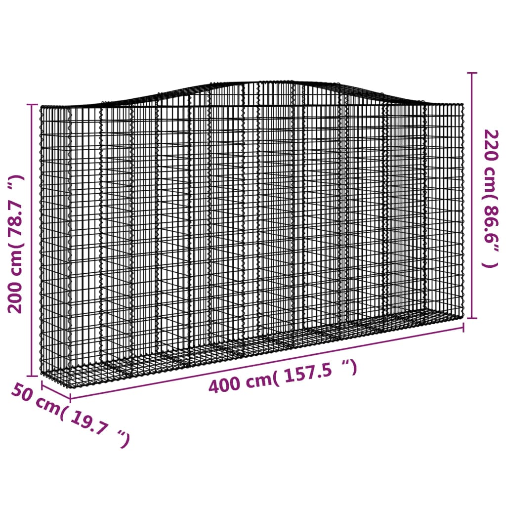 Lučne gabionske košare 4 kom 400x50x200/220cm pocinčano željezo