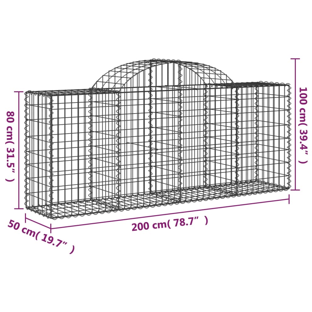 Lučne gabionske košare 5 kom 200x50x80/100 cm pocinčano željezo