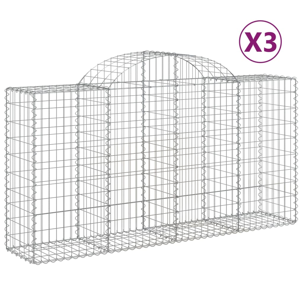 Lučne gabionske košare 3 kom 200x50x100/120cm pocinčano željezo