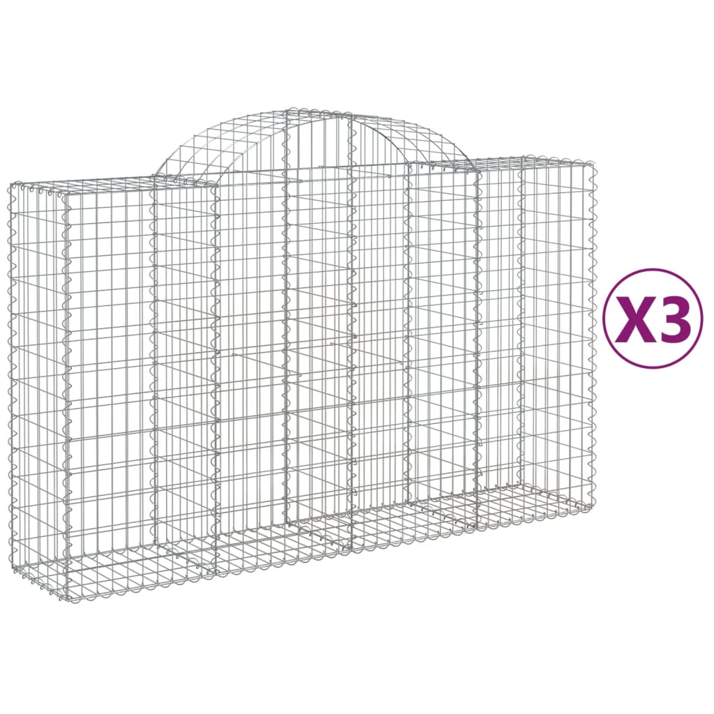Lučne gabionske košare 3 kom 200x50x120/140cm pocinčano željezo
