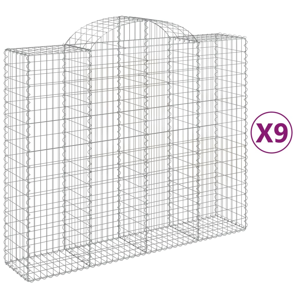 Lučne gabionske košare 9 kom 200x50x160/180cm pocinčano željezo