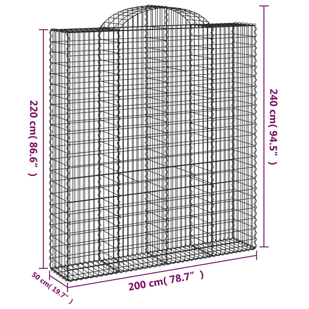 Lučne gabionske košare 20 kom 200x50x220/240 cm pocinčano željezo