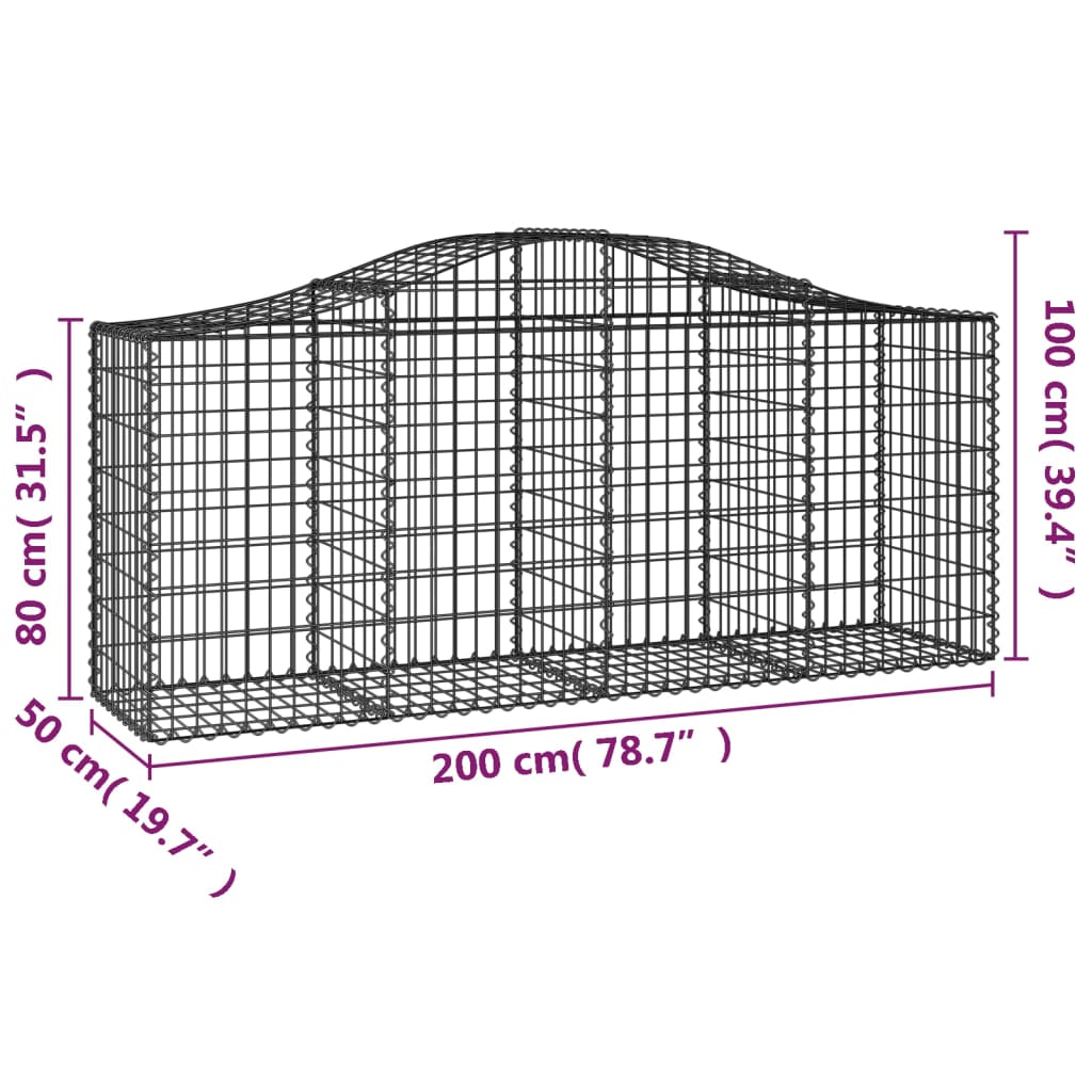 Gabionska košara s lukom 200x50x80/100 cm pocinčano željezo