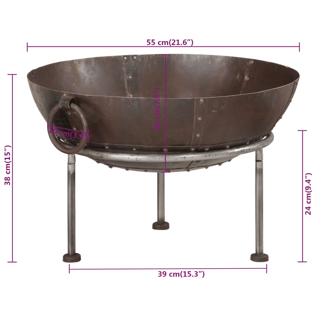 Vatrena jama 55x55x38 cm željezna