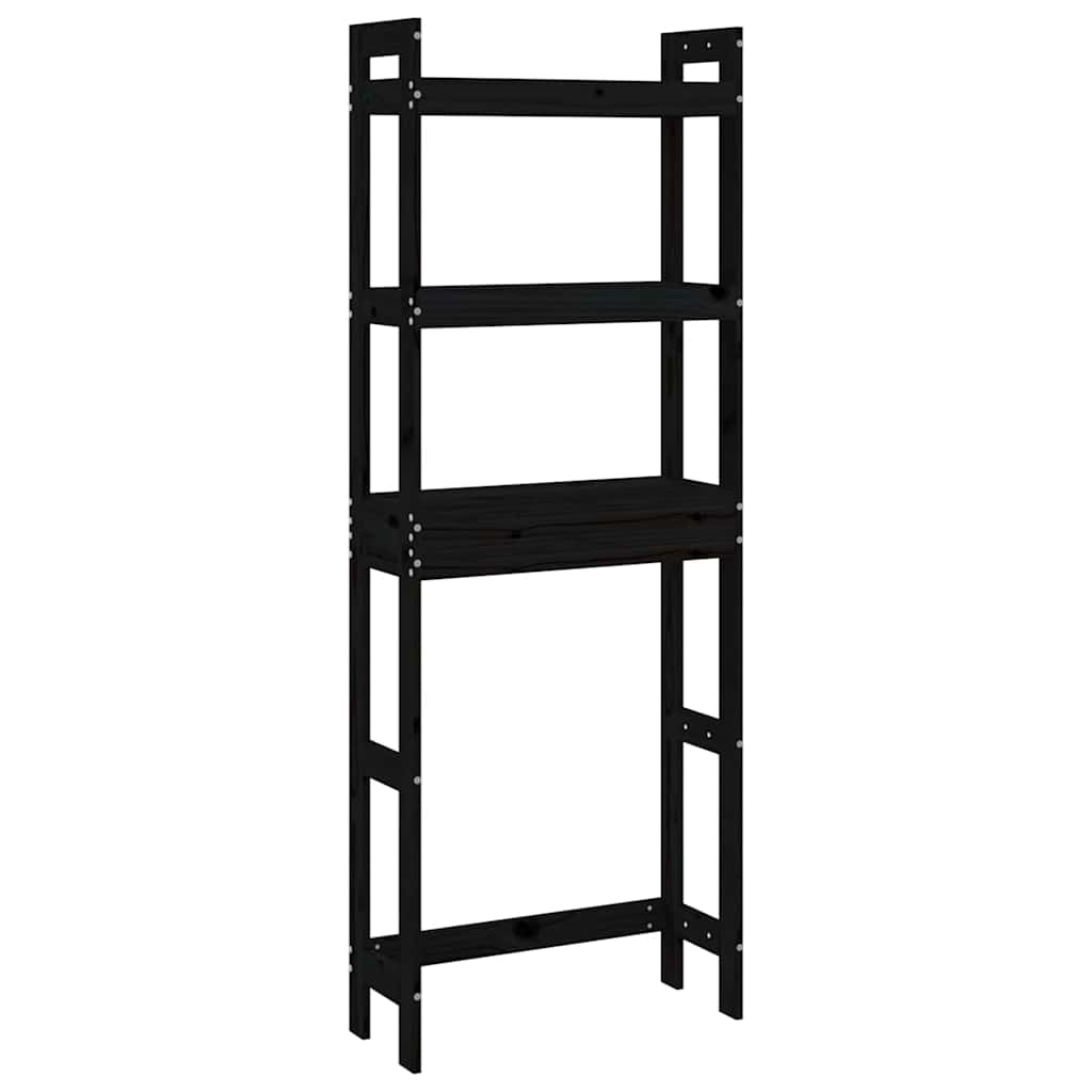 Stalak za kupaonicu crni 63 x 26 x 171 cm od masivne borovine